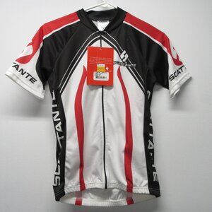 NWT Scattante Team Cycling Jersey Women's sz Medium White Black Red Full Zip